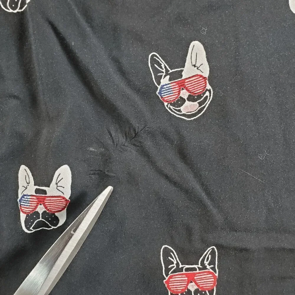 Torrid Top Womens Large Black Blouse French Bulldogs Sleeveless Button Front - Picture 2 of 10